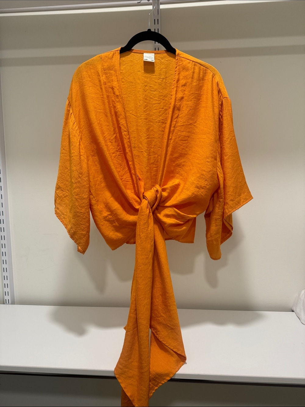 Selfie Leslie Orange Tie-Front Top